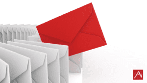 White envelopes with one red envelope