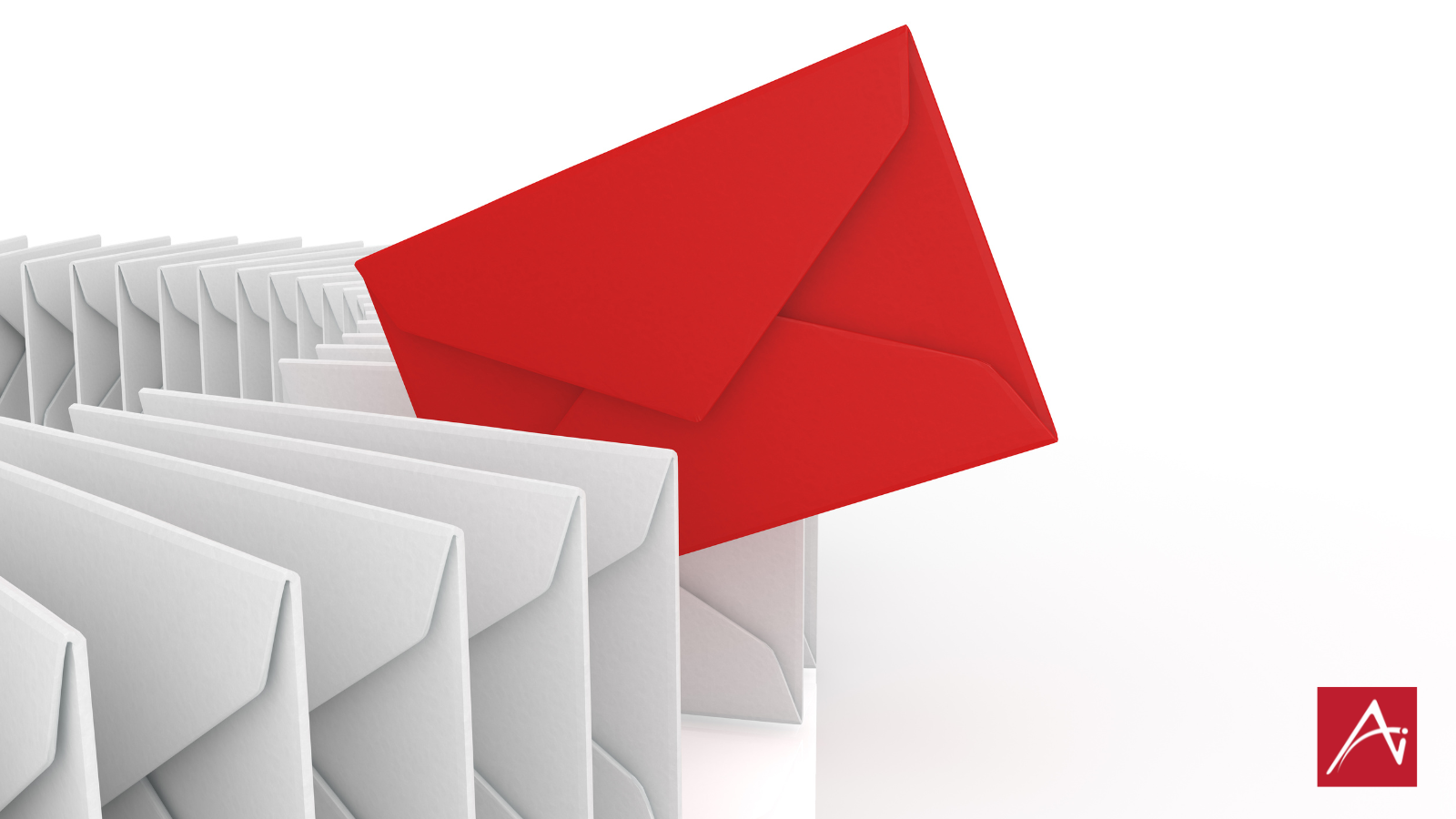 White envelopes with one red envelope